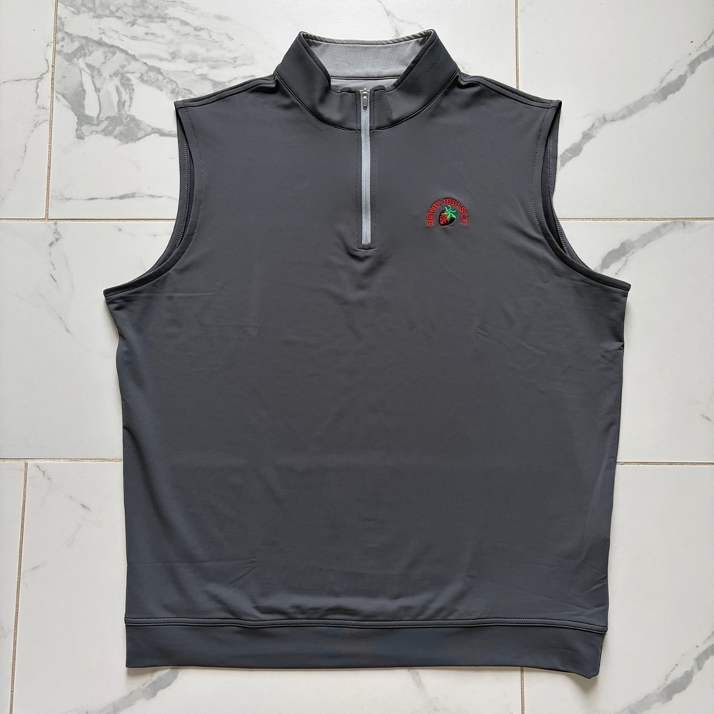 Peter Millar Galway Performance Quarter-Zip Vest Mens XL Grey Berry Hills CC